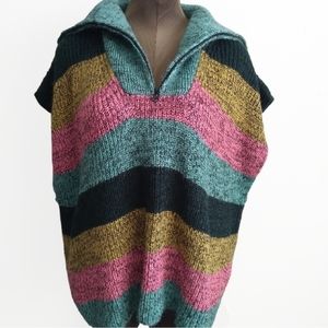 Anthropolgie Daily Practice Stripe Sweater V-Neck Top Sleeveless One Size